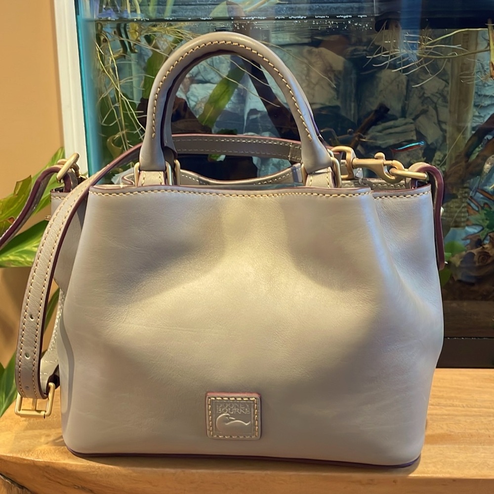 Dooney & Bourke Florentine Leather Mini Barlow Crossbody Satchel Light Taupe